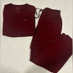 Jaanuu Women's Maroon Scrub Set